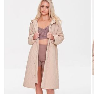 Long Cream Quilted Coat